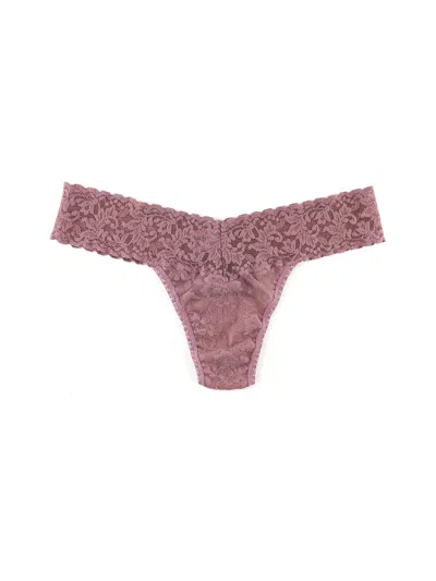 Hanky Panky Petite Size Signature Lace® Low Rise Thong Purple In Pink