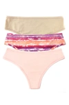 Hanky Panky Playstretch Natural Thong 3 Pack In Chai Town