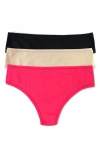 Hanky Panky Play Assorted 3-pack Thongs In Miami/chai/black