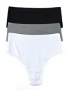 Hanky Panky Play Assorted 3-pack High Waist Thongs In Grey