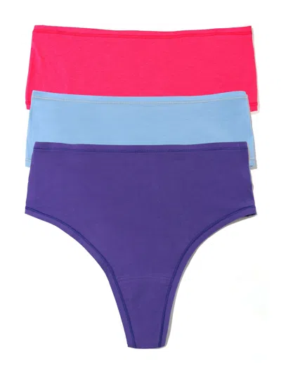 Hanky Panky Playstretch™ High Rise Thong 3 Pack In Purple