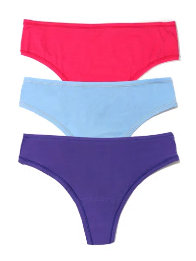 Hanky Panky Playstretch™ Natural Rise Thong 3 Pack In Purple