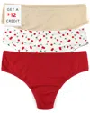 HANKY PANKY HANKY PANKY PLAYSTRETCH NATURAL THONG 3 PACK WITH $12 CREDIT