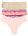 Hanky Panky Playstretch Natural Thong 3 Pack In Chai,sweet,paint