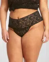 Hanky Panky Plus Size Floral Lace Thong In Black