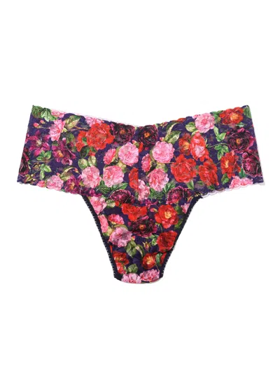 Hanky Panky Plus Size Printed Retro Lace Thong Floral In Animal Print