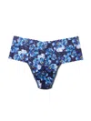Hanky Panky Plus Size Printed Retro Lace Thong In Purple