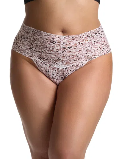Hanky Panky Plus Size Printed Retro Lace Thong In Multi