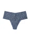 Hanky Panky Plus Size Retro Lace Thong In Blue