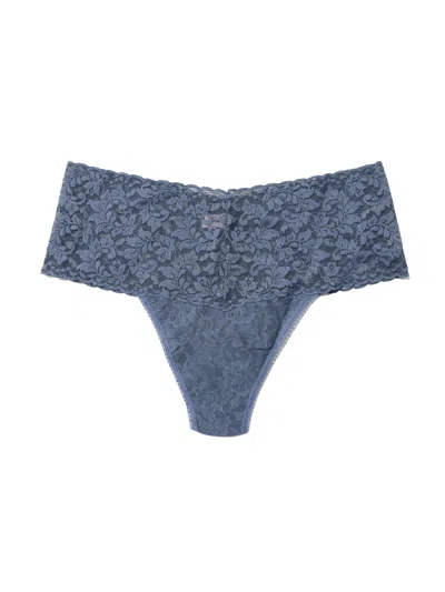 Hanky Panky Plus Size Retro Lace Thong In Blue