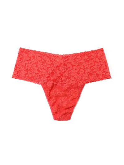Hanky Panky Plus Size Retro Lace Thong In Hibiscus Bloom Pink