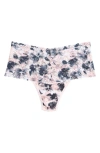 Hanky Panky Print Lace High Waist Thong In Brown