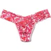 Hanky Panky Petite Size Printed Signature Lace Thong In Lots Of Love