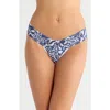 Hanky Panky Print Low Rise Thong In Blue