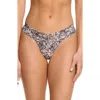 Hanky Panky Printed Signature Lace Low Rise Thong In Outline Neutral