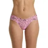 Hanky Panky Printed Signature Lace Low Rise Thong In Pink