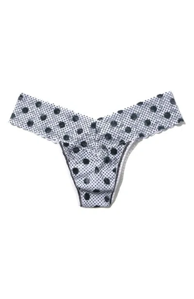 Hanky Panky Print Low Rise Thong In Pinpoint White
