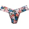 Hanky Panky Print Low Rise Thong In Wonderous Black/peach Floral