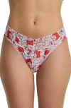 Hanky Panky Printed Signature Lace Original Rise Thong In Red