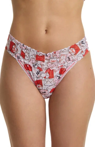 Hanky Panky Printed Signature Lace Original Rise Thong In Red