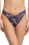 Hanky Panky Printed Signature Lace Original Rise Thong In Central Park Navy