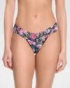 Hanky Panky Printed Signature Lace Original Rise Thong In Dark Peonies 