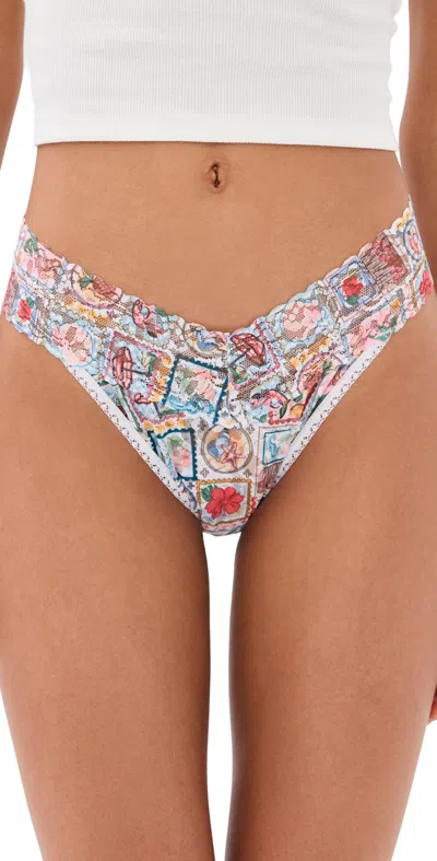 Hanky Panky Printed Original Rise Thong Snail Mail In Multi