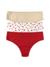 Hanky Panky Assorted 3-pack Playstretch Print Natural Rise Thongs In Multi