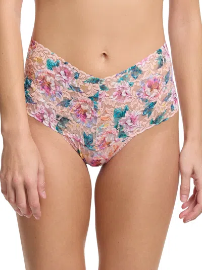 Hanky Panky Printed Retro Lace Thong In Pink