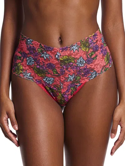 Hanky Panky Printed Retro Lace Thong In Multicolor