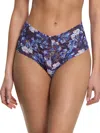 Hanky Panky Printed Retro Lace Thong In Purple