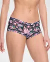 Hanky Panky Printed Signature Lace Boyshort In Dark Peonies (black)