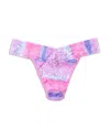 Hanky Panky Printed Signature Lace Low Rise Thong In Pink