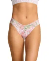 Hanky Panky Printed Signature Lace Low Rise Thong In Pink