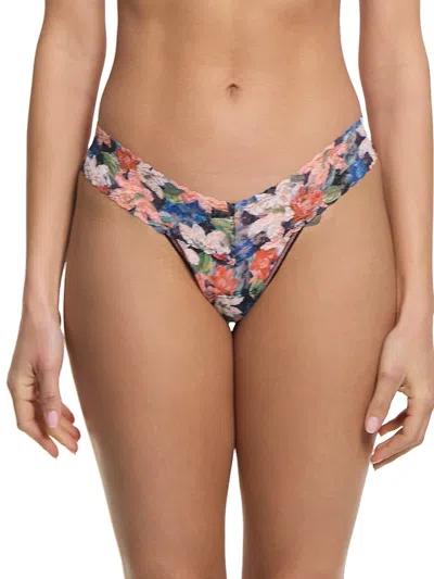 Hanky Panky Printed Signature Lace Low Rise Thong In Black