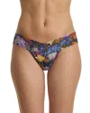 Hanky Panky Printed Signature Lace Low Rise Thong In Blue