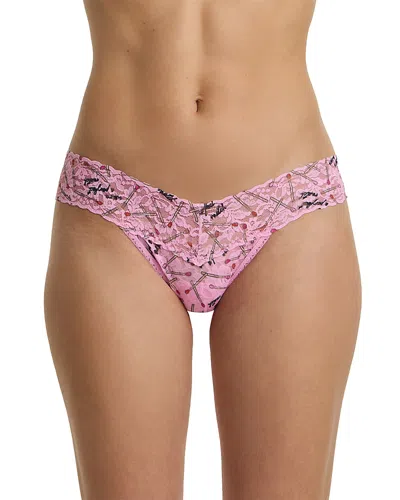 Hanky Panky Printed Signature Lace Low Rise Thong In Neutral