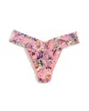 Hanky Panky Printed Signature Lace Original Rise Thong In Pink