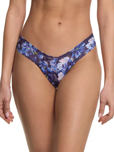 Hanky Panky Printed Signature Lace Low Rise Thong In Purple