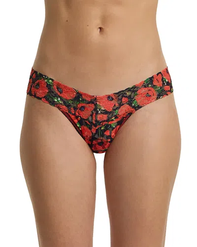 Hanky Panky Printed Signature Lace Low Rise Thong In Red