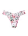Hanky Panky Printed Signature Lace Original Rise Thong In Pink