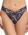 Hanky Panky Printed Signature Lace Original Rise Thong In Central Park Navy