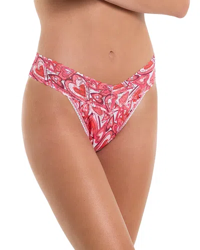 Hanky Panky Printed Signature Lace Original Rise Thong In Lots Of Love