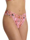 Hanky Panky Women's Printed Signature Lace Original Rise Thong Underwear In Pink
