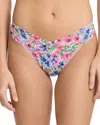 Hanky Panky Printed Signature Lace Original Rise Thong In Paint And Pour White