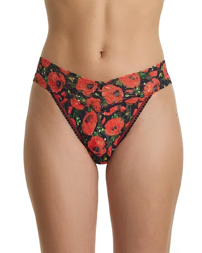 Hanky Panky Printed Signature Lace Original Rise Thong In Red