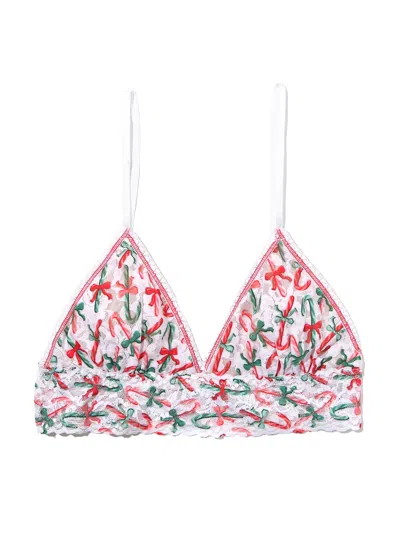 Hanky Panky Printed Signature Lace® Padded Triangle Bralette Holiday Candy Canes In Multi