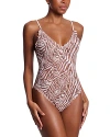Hanky Panky Printed Signature Lace Thong Back Bodysuit In Hide And Seek