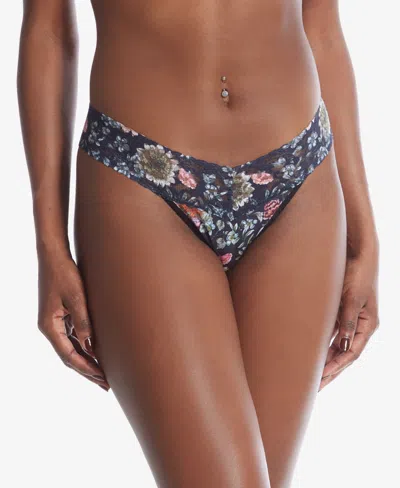 Hanky Panky Printed Supima Cotton Low Rise Thong Underwear In Flower Crown