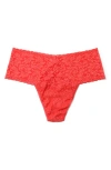 Hanky Panky Plus Size Retro Lace Thong In Hibiscus Bloom Pink
